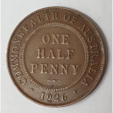 AUSTRALIA 1926 . HALF 1/2  PENNY . ERROR / VARIETY . DIE CRACK